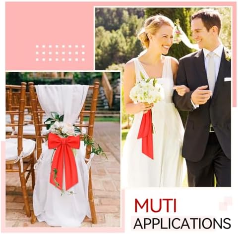 2 Pcs Red Wreath Sash for Front Door Linen Wreath Ribbon Bow for Yard Porch Garland Home Decor