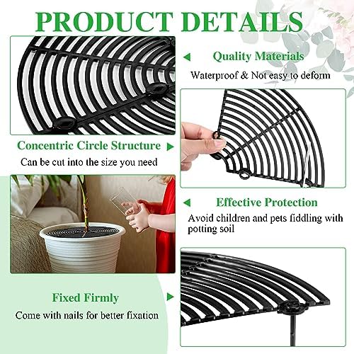Sawysine 3 Pcs Plant Pot Grid Cover from Animals, Black, 11.8 in