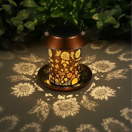 Sunflower Solar Bird Feeder Outdoor Waterproof Hanging Garden Decor