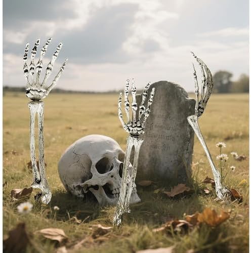 Halloween Skeleton Hands Stakes Yard Plastic Realistic Zombie Ghost Arm