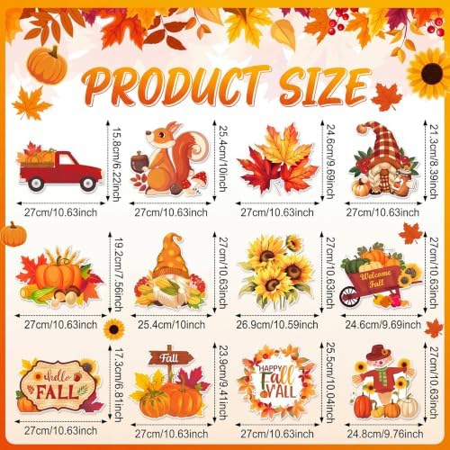 12 Pcs Fall Yard Signs with Stakes Outdoor Thanksgiving Decorations,Autumn