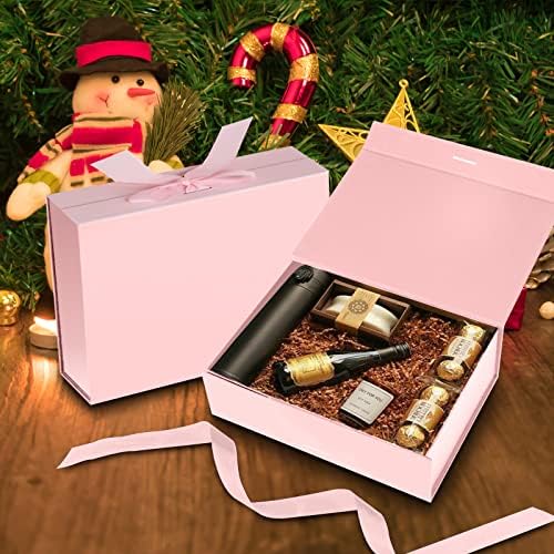 DaiJoob Large Pink Gift Box with Lid for Presents 13x9x4 Inches