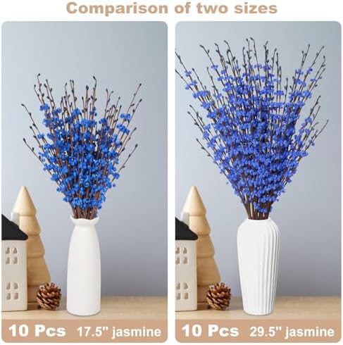 10Pcs Royal Blue Artificial Jasmine Flowers Stem for Vase DIY Wreath Decor