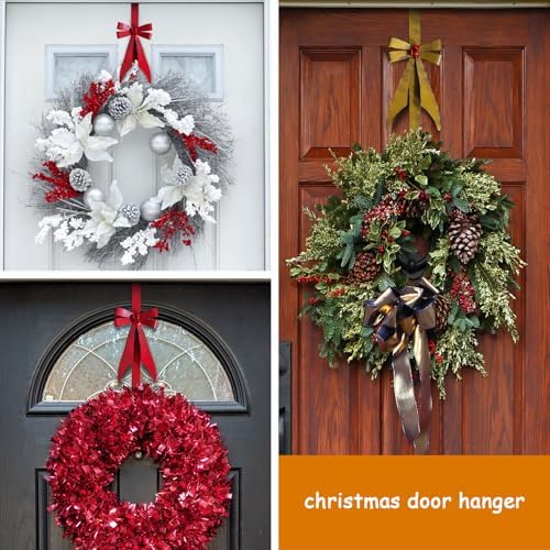 2-Pack Metal Bow-Shaped Christmas Wreath Hangers for Front Door