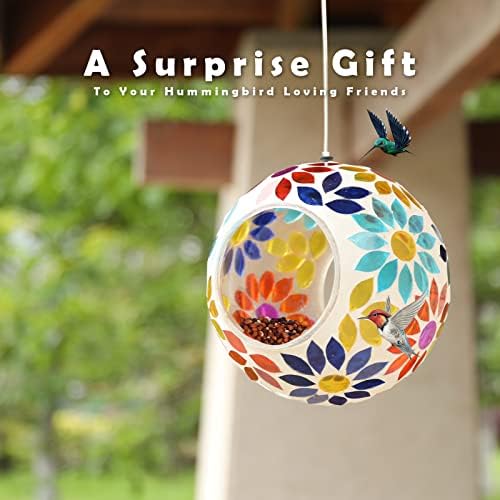 VCUTEKA Bird Feeders Fly Through Mosaic Hanging Birdfeeder for Garden Decor