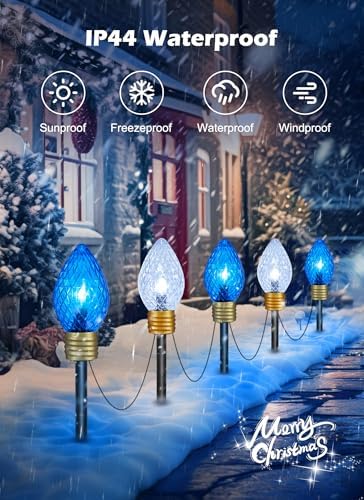 Strawberry Jumbo C9 Christmas Pathway Lights, 2Pack Total 17FT