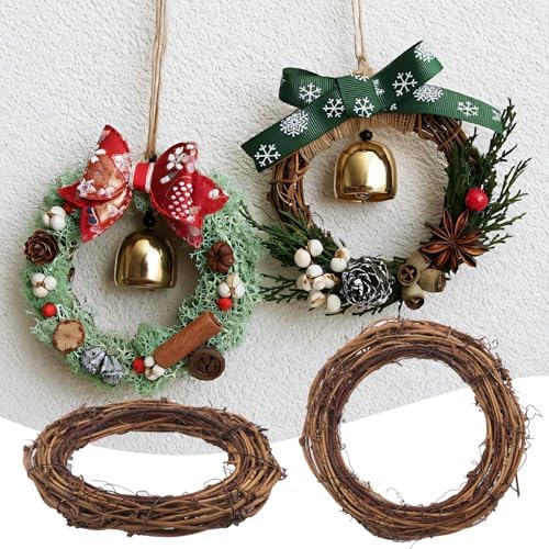 16 Pcs 6 Inch Natural Grapevine Wreath Set, Natural Rattan Wreath,Hand-Woven 6 Inch Vine Branch Wreaths, Perfect for DIY Crafts, Christmas Decorations, and Wedding Supplies