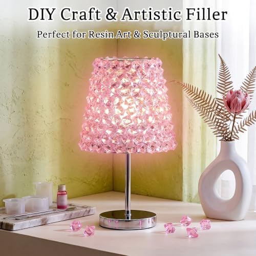 160 Pieces Pink Acrylic Fake Ice Rocks, Vase Fillers for Table Centerpieces