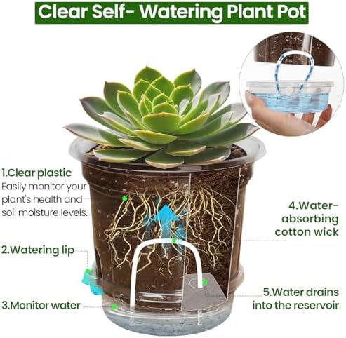 Bluepro Self Watering Pots for Indoor Plants, 5 Inch, 20-Pack
