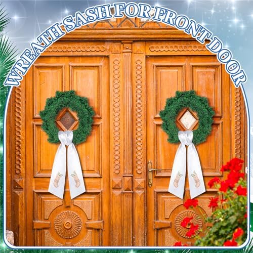 VitalCozy 4 Pcs White Wreath Sash Cotton Blank Ribbon