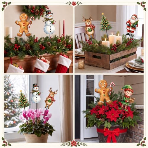 Pickmesh 6 Pcs 12" Metal Christmas Yard Stakes Outdoor Decorations