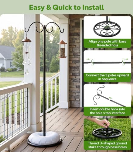 MoKo Shepherds Hook Stand, 72'' Bird Feeder Stand with Stable Round Base