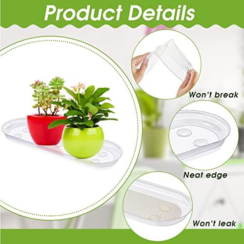 5 Pcs 14 x 4.6 Inch Plant Trays, Plastic Saucers for Window Sills, Clear