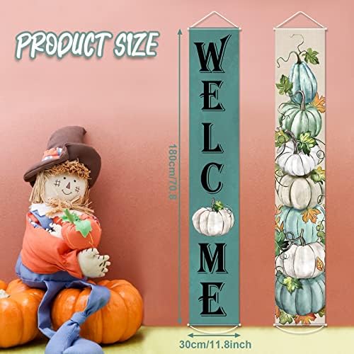 Tiamon Fall Door Banners Welcome Pumpkin Autumn Porch Sign
