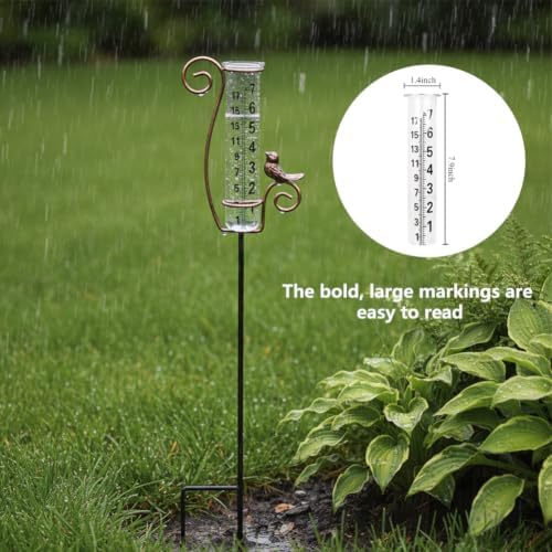 Rain Gauge Outdoor with Glass Tube for Measuring Precipitation