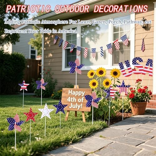 13Pcs 4th of July Outdoor Decoration Patriotic Garden Stakes