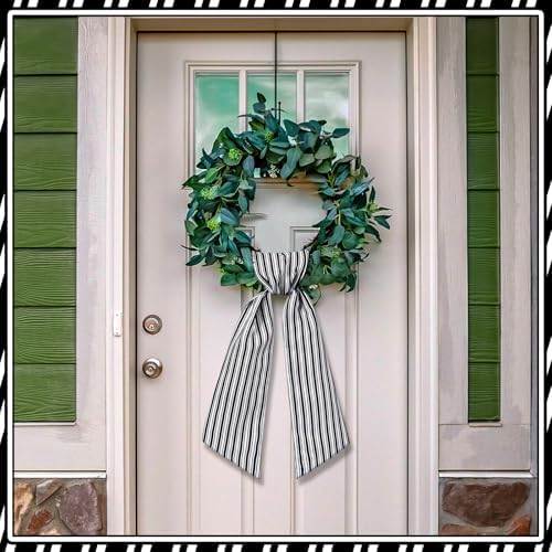 VitalCozy 2 Pcs Wreath Sash for Front Door, Stripe