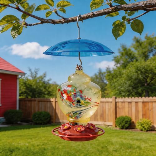 8" Mini Plastic Rain Cover for Bird Feeder, Blue Weather Guard Baffle Dome