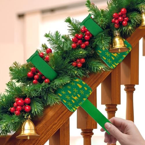 8PCS Adjustable Christmas Garland Ties for Banister with Non-Slip Padding