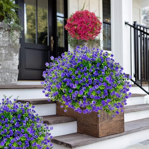 AXYLEX Artificial Flowers for Outdoors, 12 Bundles Fake Plants (Purple)