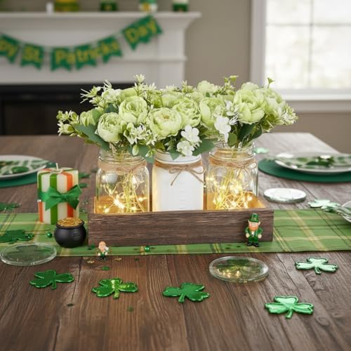 Mkono Mason Jar Lights Centerpieces for Tables Dining Room Farmhouse Decor