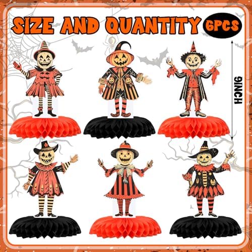 Marspark 6 Pcs Large Vintage Halloween Honeycomb Centerpieces