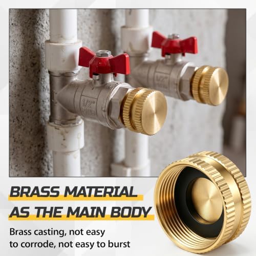 Shimeyao 6 Pack 3/4" Brass Garden Hose End Caps with Washers