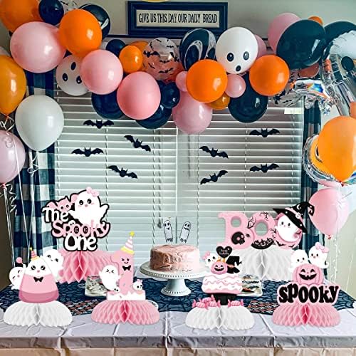 Halloween Honeycomb Centerpieces Pink Halloween 1st Birthday Table Decorations for Girls Baby Shower The Spooky One Girl Party Ghost Spooky Honeycomb Pumpkin Table Toppers