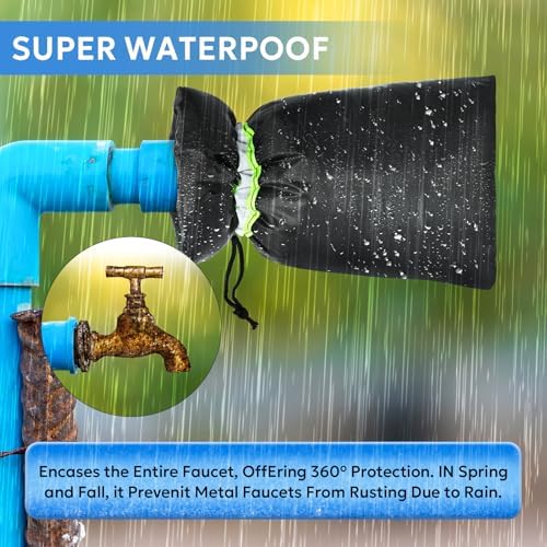 MIXC Outdoor Faucet Cover for Winter - 2 Packs 7.09''W x 10.24''H Water Socks Freeze Protection Pipe Insulation Reusable Waterproof Insulated Spigot Backflow Cover