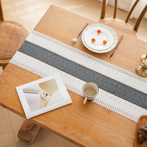 FEXIA Farmhouse Table Runner for Home Decor 12x108 Grey Fall Home Decor