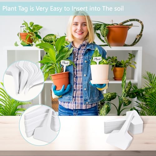 500 PCS Plant Labels T-Shape, 4 Inch Potted Plant Name Tags Plastic, White