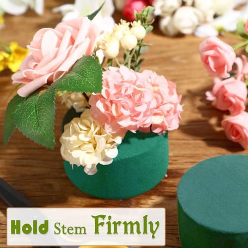 Round Floral Foam 4.5'' SUPKING Flower Foams 4Pcs Florist Foam Block Wet Dry Green Foam for Artificial and Fresh Flower Arrangement