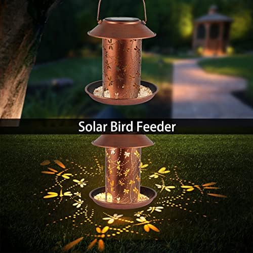 2 Pack Bird Feeders for Outdoors Dragonfly Solar Lanterns Waterproof