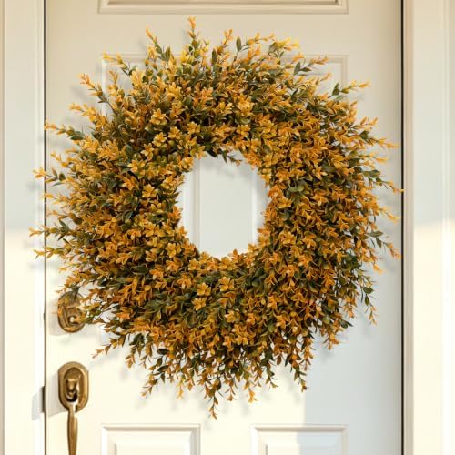 28'' Large Full Boxwood Wreath for Front Door Porch Window（Orange）