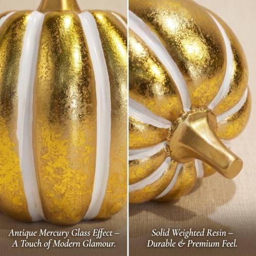 FESTGLOX 2Pcs Resin Pumpkin Figurines, Fall Thanksgiving Decor