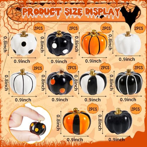 Rileryan 20 PCS Mini Pumpkin Figurines Halloween Miniatures Resin Figurines