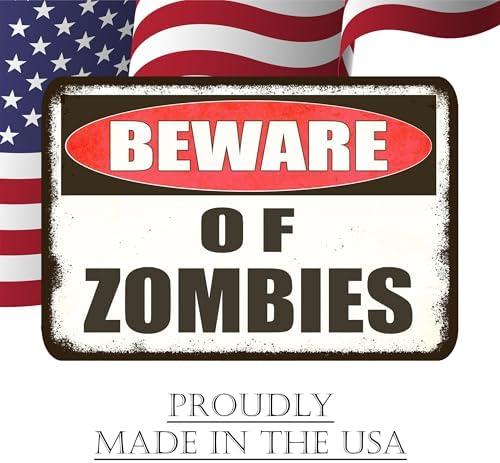 Large Beware of Zombies Danger Keep Out Halloween Yard Sign Home Outdoor Lawn Decoration With Stakes Scary Spooky Decor 17x13 Inches (Zombies)