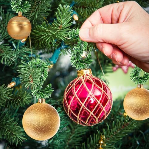 60PCS Christmas Garland Ties PVC Faux Pine Greenery Wired Stems