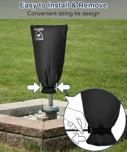Enlarge Outdoor Faucet Cover for Winter Freeze Protection, 13” W x 25" H Hose Bib Covers Socks for Garden Lawn Faucets & Yard Hydrant, Reusable Long Insulated Spigot Cover, Black, 1 Pack