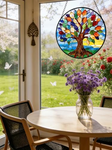 Tree of Life Stained Glass Suncatcher Window Hanging Birthday Gifts