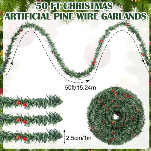 Jutom 50Ft Mini Garland for Crafts 1" Miniature Christmas Garland Strands