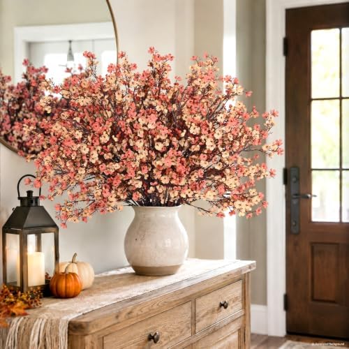 30 Pcs Baby Breath Flowers Artificial Bulk, Fake Fall Flowers, Beige Brown