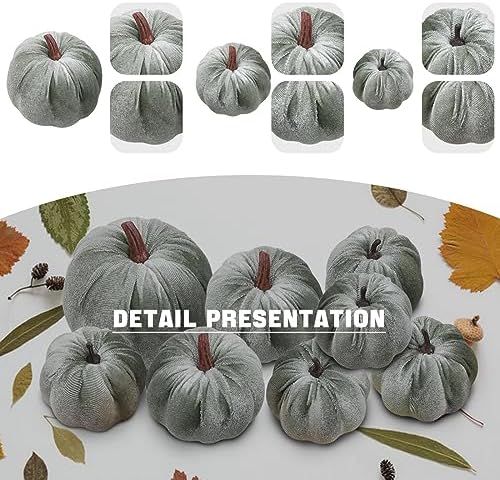 Woration 8pcs Fall Thanksgiving Home Décor Artificial Velvet Fabric Pumpkin