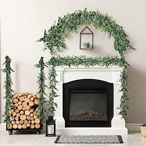 Sggvecsy Artificial Eucalyptus Garland 6 Pack Fake Eucalyptus Greenery Garland Faux Hanging Plants Artificial Vines, 5.6 Feet/Strand for Wedding Backdrop Arch Wall Table Party Outdoor Festival Decor