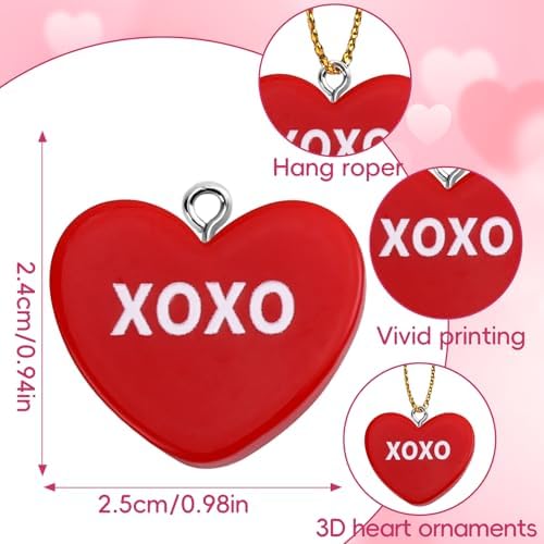 48PCS Conversation Heart Ornaments for Tree, Valentines Day Decor