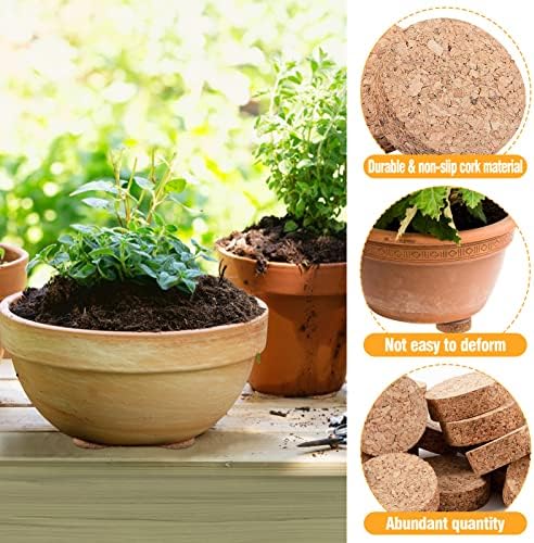 60Pcs 2" Dia Invisible Non-Slip Cork Pot Feet for Outdoor Planters Drainage