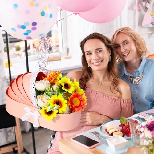 Sabary Baby Carriage Flower Cradle Floral Basket Pink Crib Flower Arrangement Basket Paper Cardboard Box for Gender Reveal Baby Shower Favors Wedding Celebrations