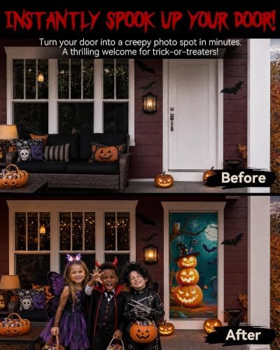 Halloween Door Cover Decor, Outdoor Party Wall Backdrop Sign