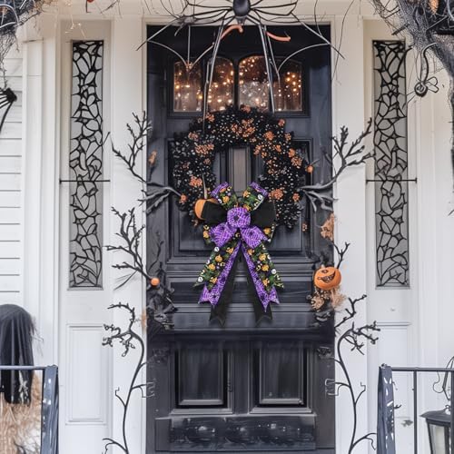 2 Pack Large Halloween Bows for Wreath 20x11 Inch