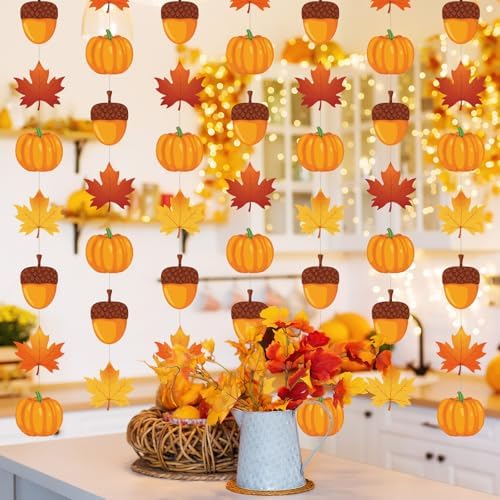 Xinnun 8 Pcs Fall Party Garland Thanksgiving Ceiling Hanging Decor